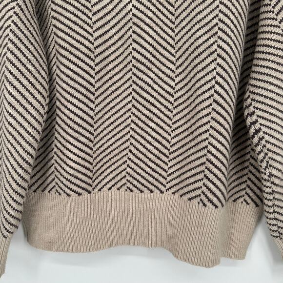 OAK + FORT Herringbone Cardigan Oversized Chunky Knit Sweater Chocolate Brown - Picture 10 of 13